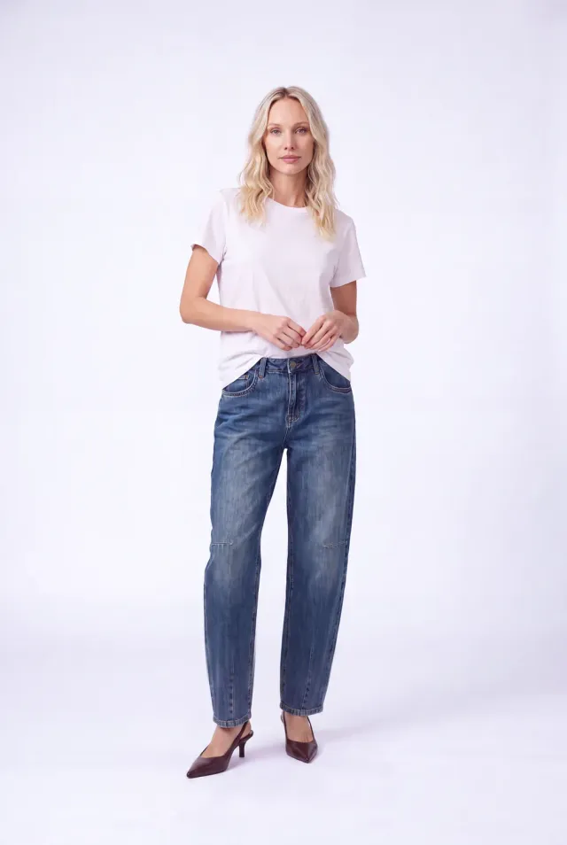 Florez Tess Barrel jeans Fancy Blue mid-waist