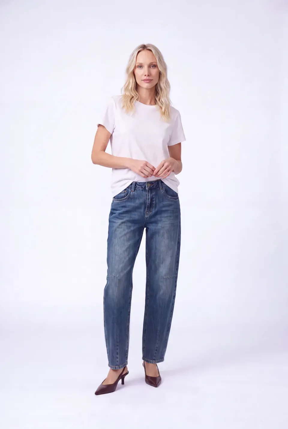 Florez Tess Barrel jeans Fancy Blue mid-waist