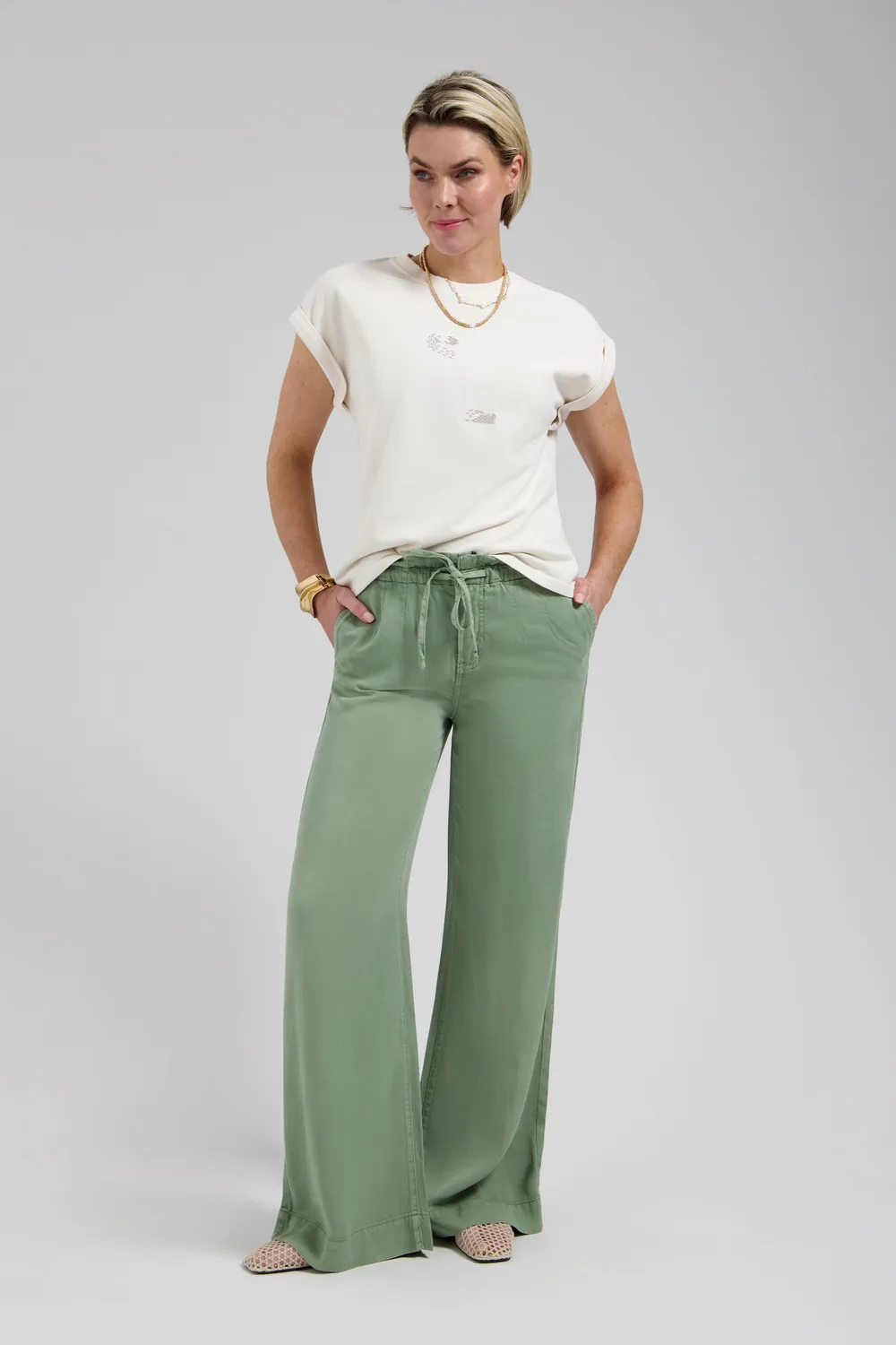 Florez Lily pantalon olijfgroen rechte pijp