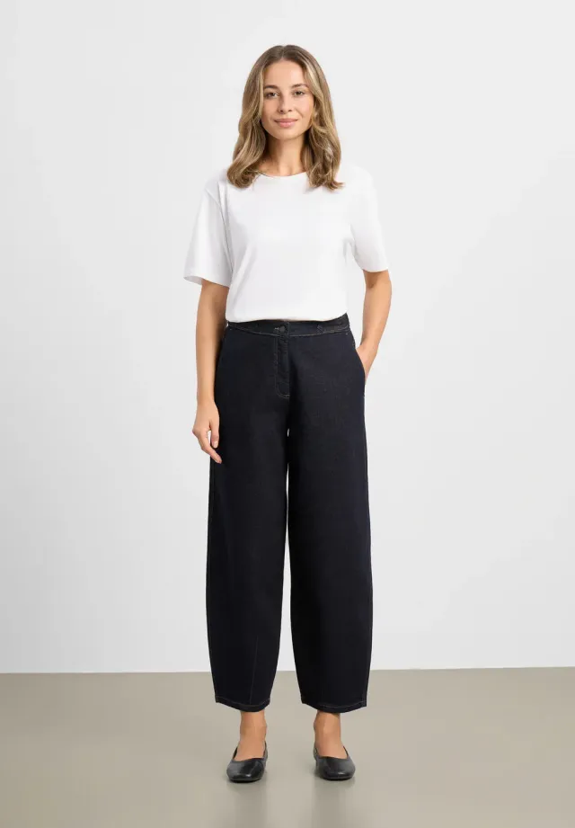 Laurie Freya Tapered Loose SL damesbroek Night Blue Denim stretch