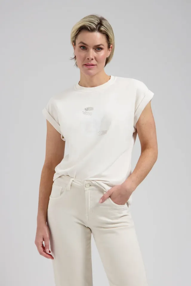 Florez Bella T-shirt soft white kralen