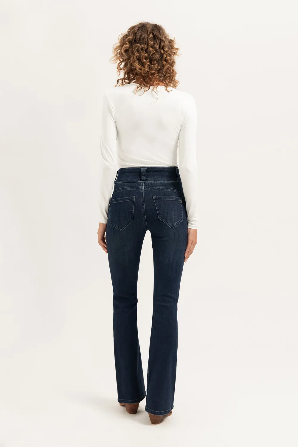 Florez Bodine Flared jeans donkerblauw high waist