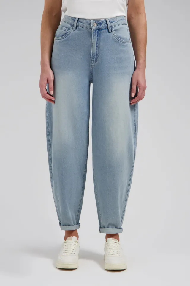 Florez Fani barrel jeans mid blue five-pocket