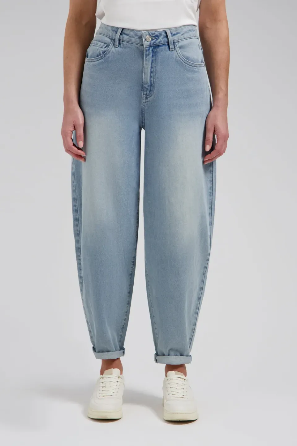 Florez Fani barrel jeans mid blue five-pocket
