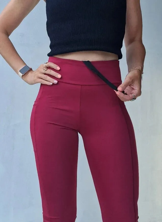 Langeleggings Sportlegging wijnrood 34-36 met zak lang