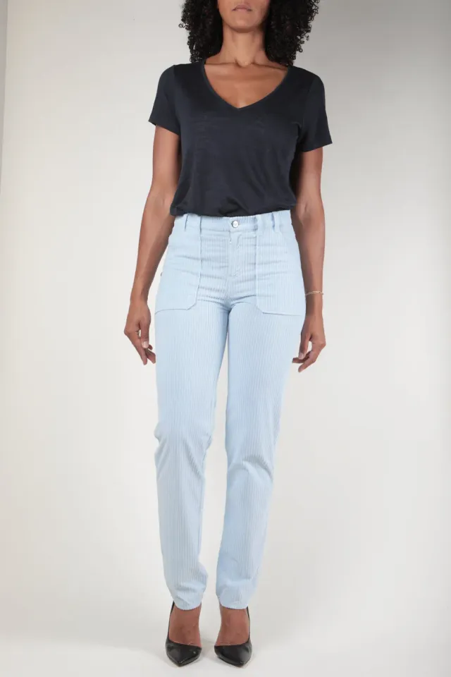 Impaqt Mia Velours damesbroek cielblauw stretch