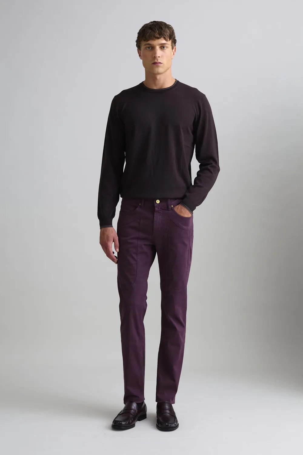 Jeckerson John Toppa broek slim fit donkerpaars katoen