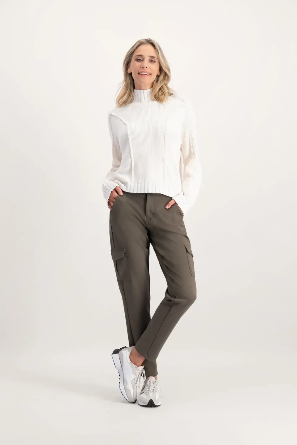 Florez Scarlett Cargo broek olijfgroen high-waist