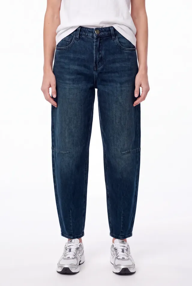 Florez Tess Barrel jeans Dark Blue mid-waist