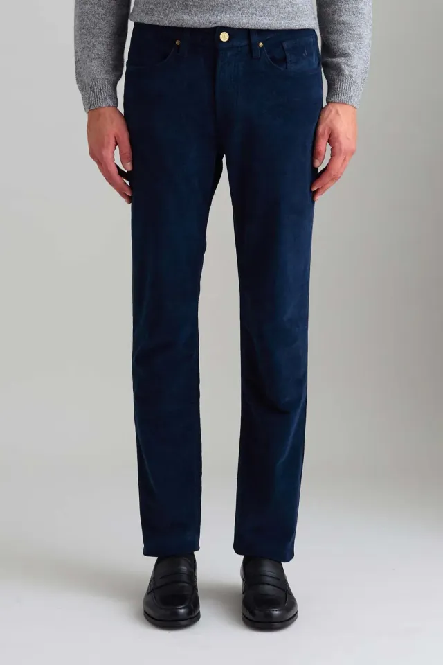 Jeckerson Jordan slim fit ribfluwelen broek blauw