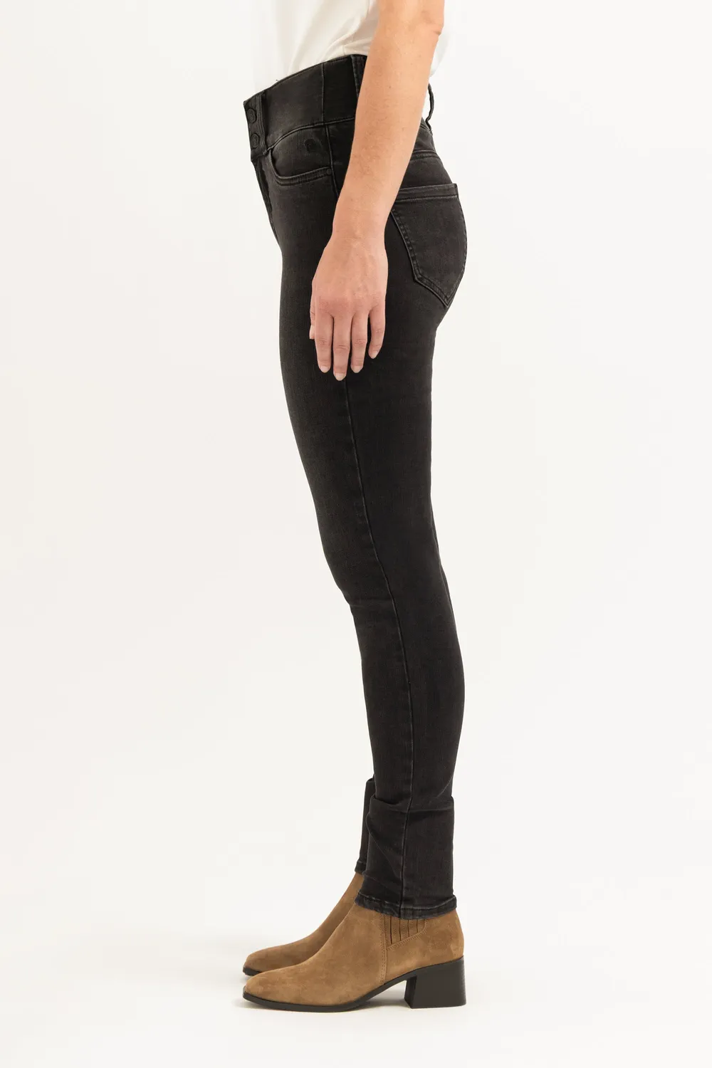 Florez Bodine Slim Fit jeans zwart high-waist