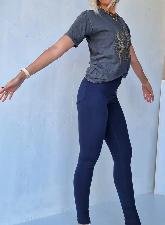 Langeleggings Tregging Jeanslook Blauw Tall 36 Katoen