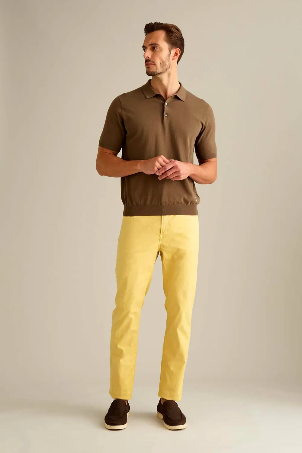 Jeckerson Jordan slim broek goudgeel pigment
