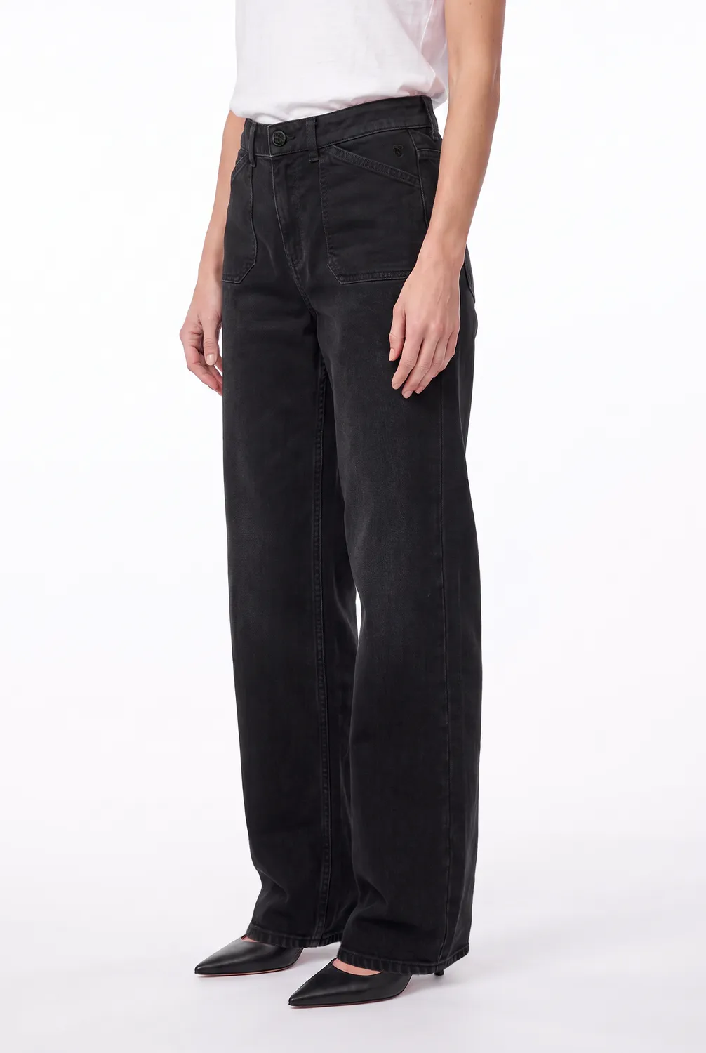 Florez Divina jeans Black wide leg donker