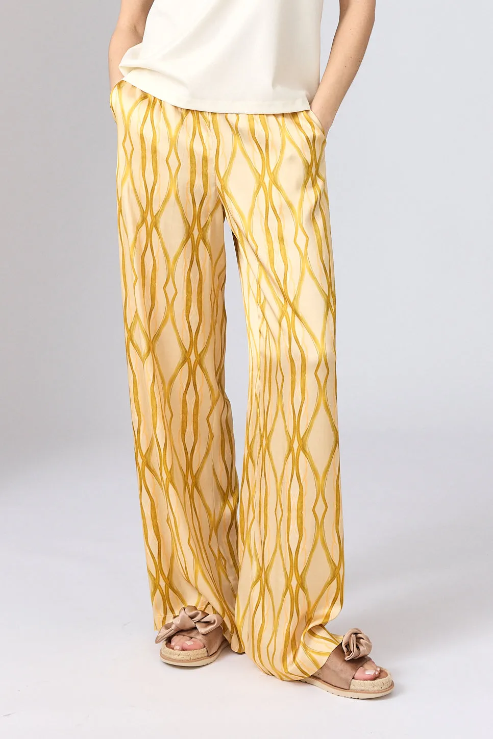 Corel Nola Shine broek sabbia satijn glans