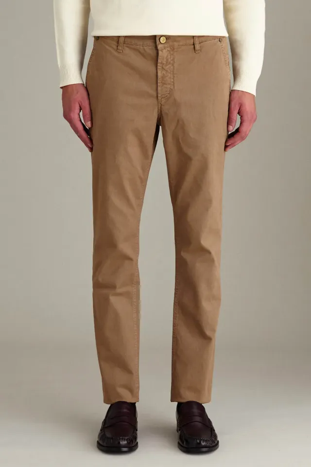 Jeckerson Julius slim fit chino beige satijn
