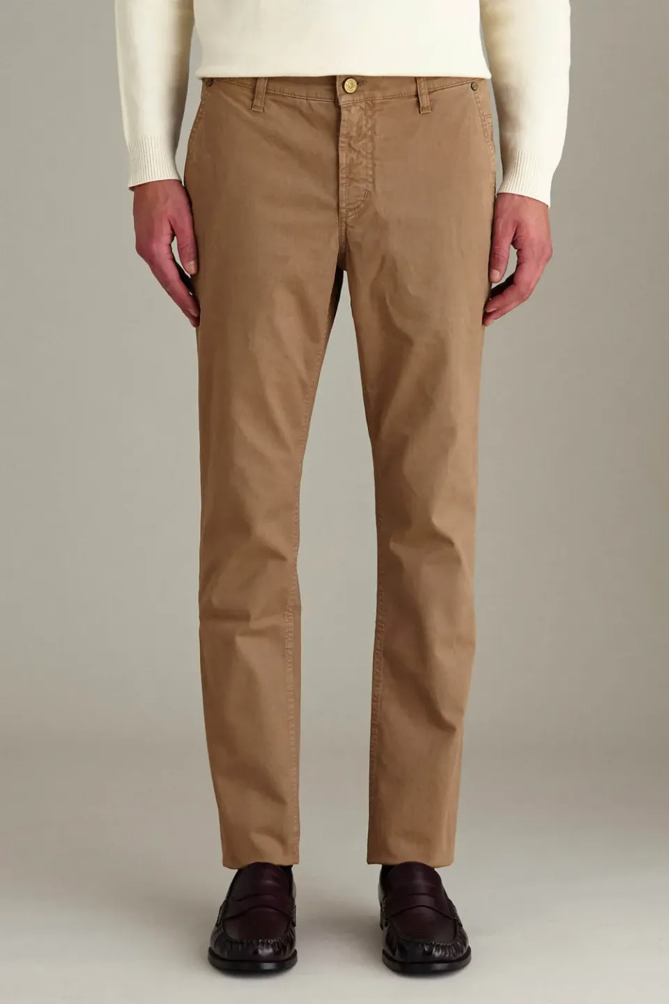 Jeckerson Julius slim fit chino beige satijn