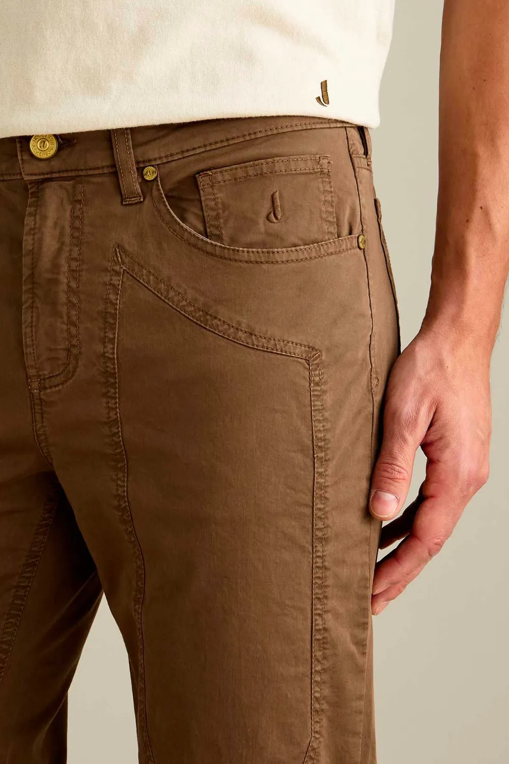 Jeckerson John slim fit broek lichtbruin satijn