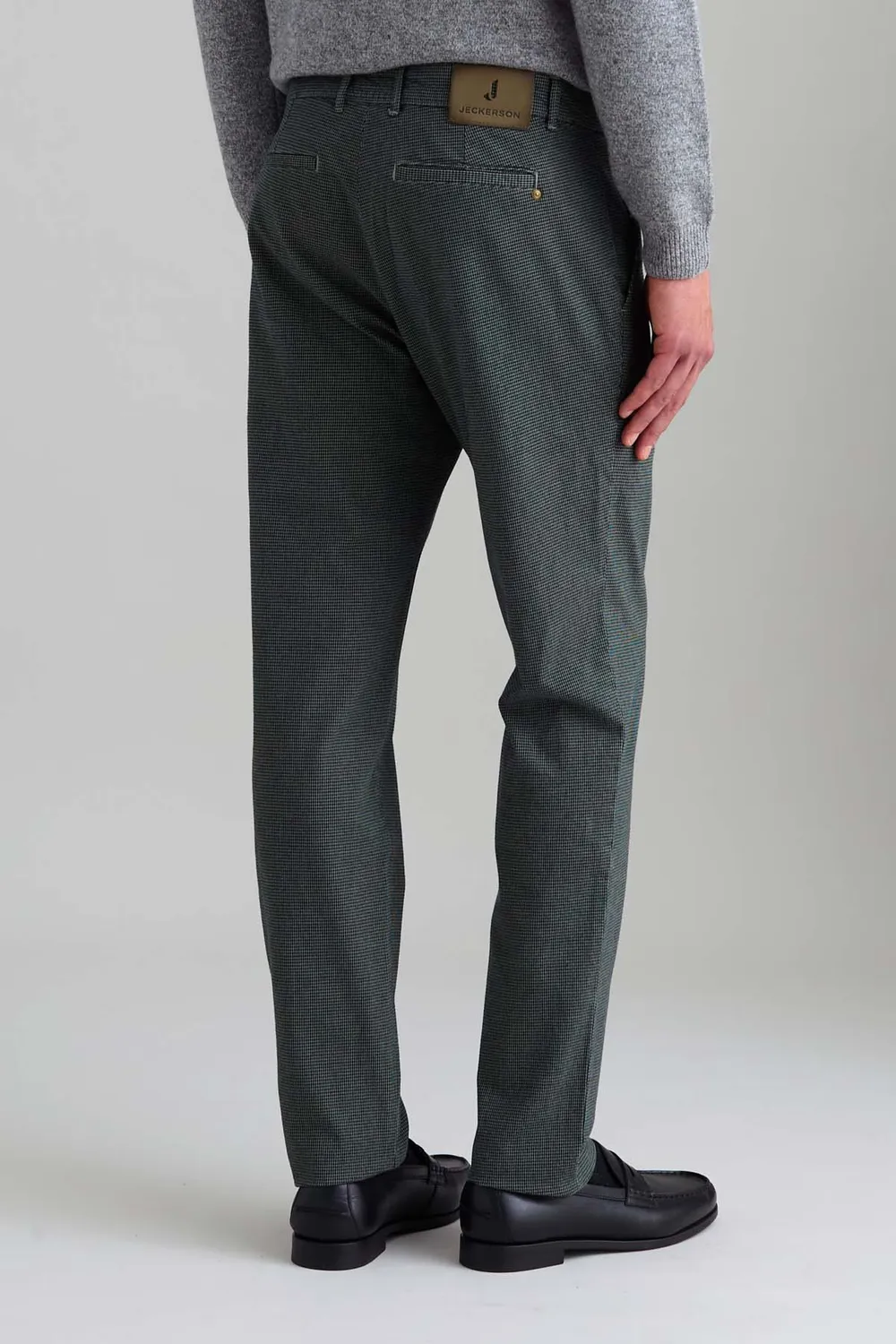 Jeckerson Jack chino slim fit militairgroen pied-de-poule