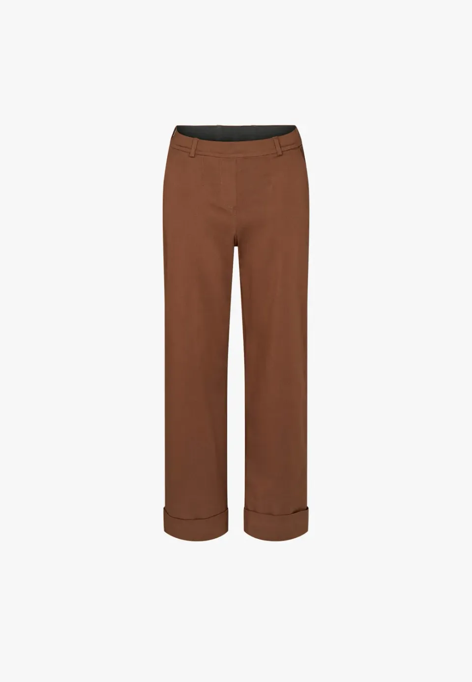 Laurie Phoebe Turn-Up broek Downtown Brown katoensatijn