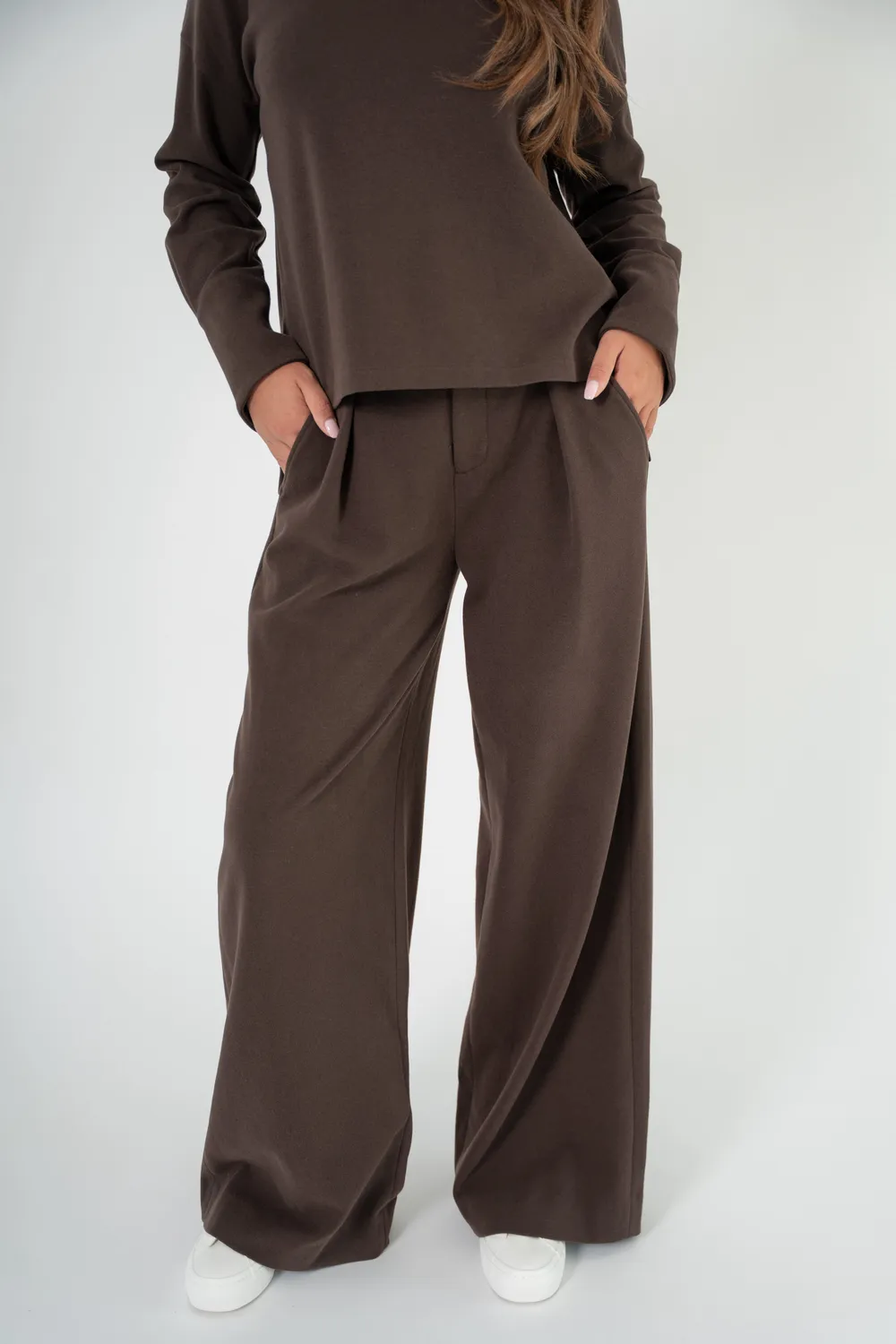 Corel Ella Pleated broek zwart wijde pijp