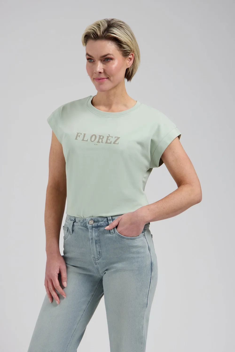 Florez Fien t-shirt olijfgroen katoenmix luchtig