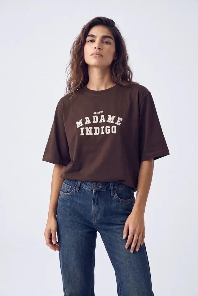 Florez Je suis t-shirt Brown korte mouw relaxed fit