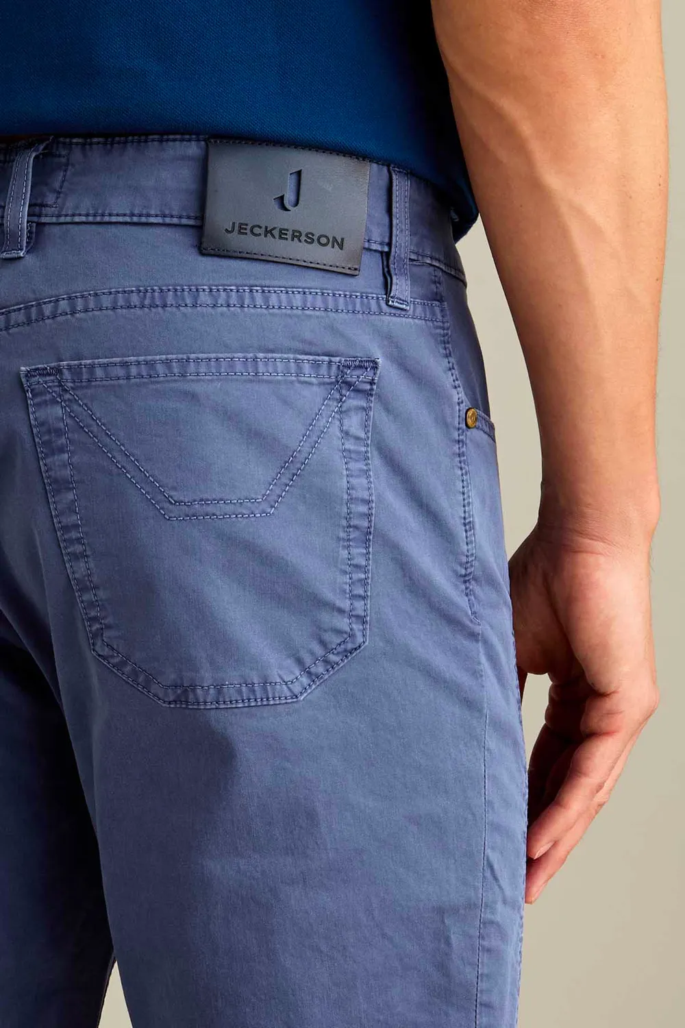 Jeckerson John slim fit broek middenblauw satijn