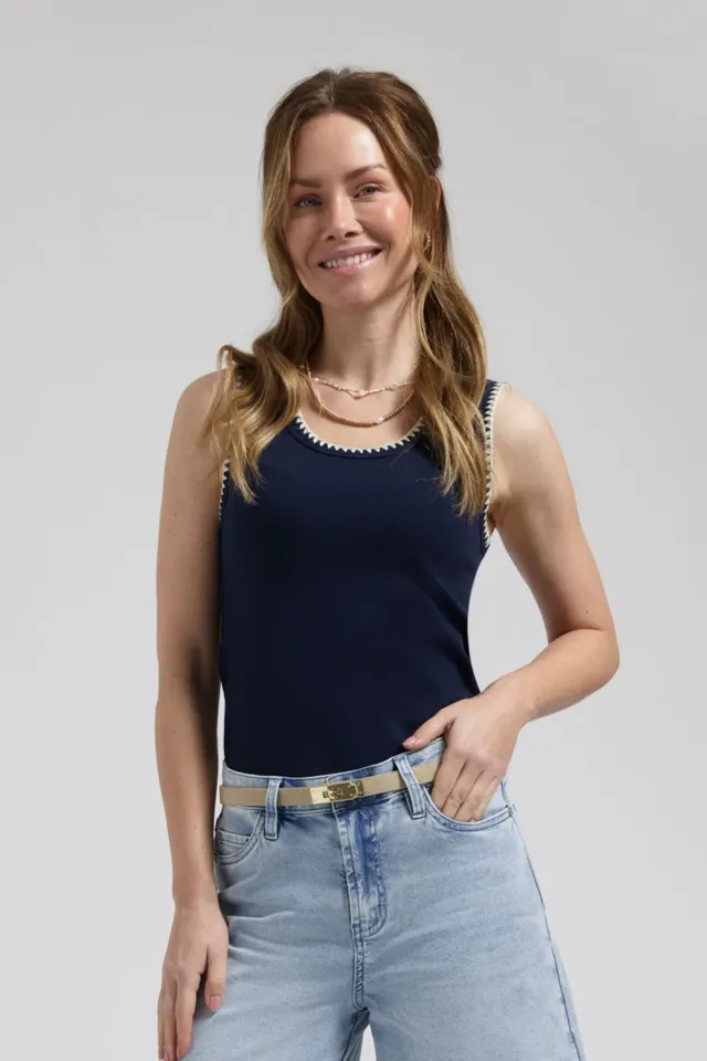 Florez Solé Top Navy Blue katoen
