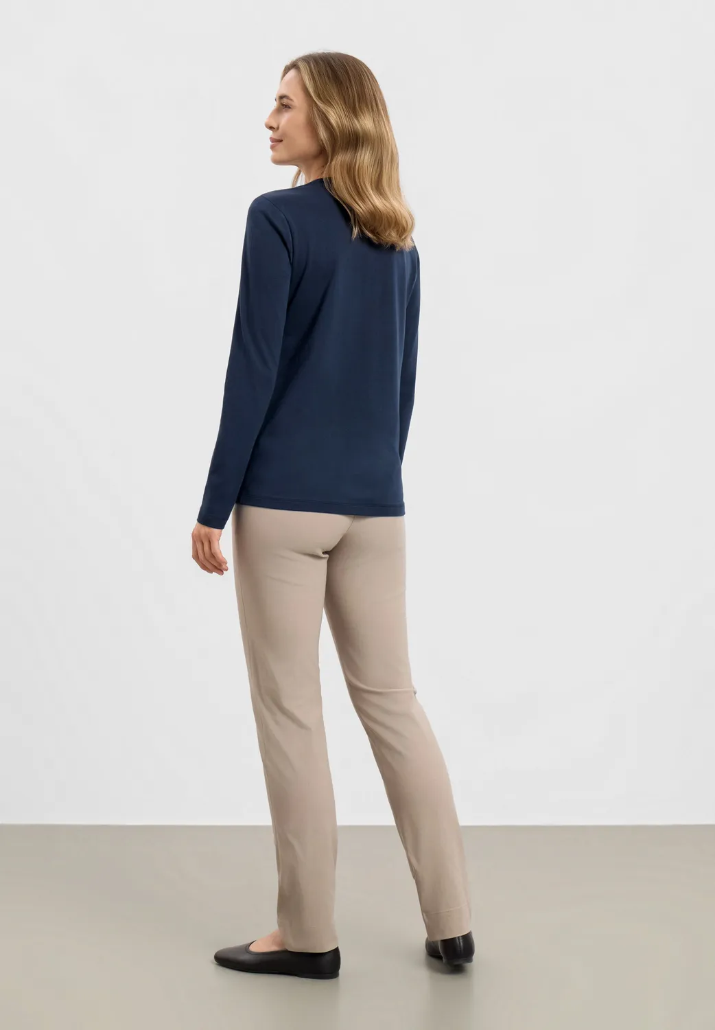 Laurie Amanda shirt lange mouw navy stretch