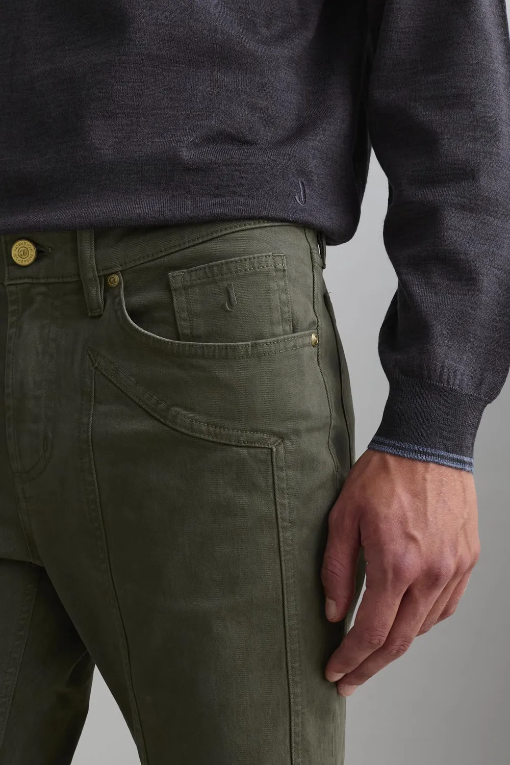 Jeckerson John slim fit broek legergroen stretch