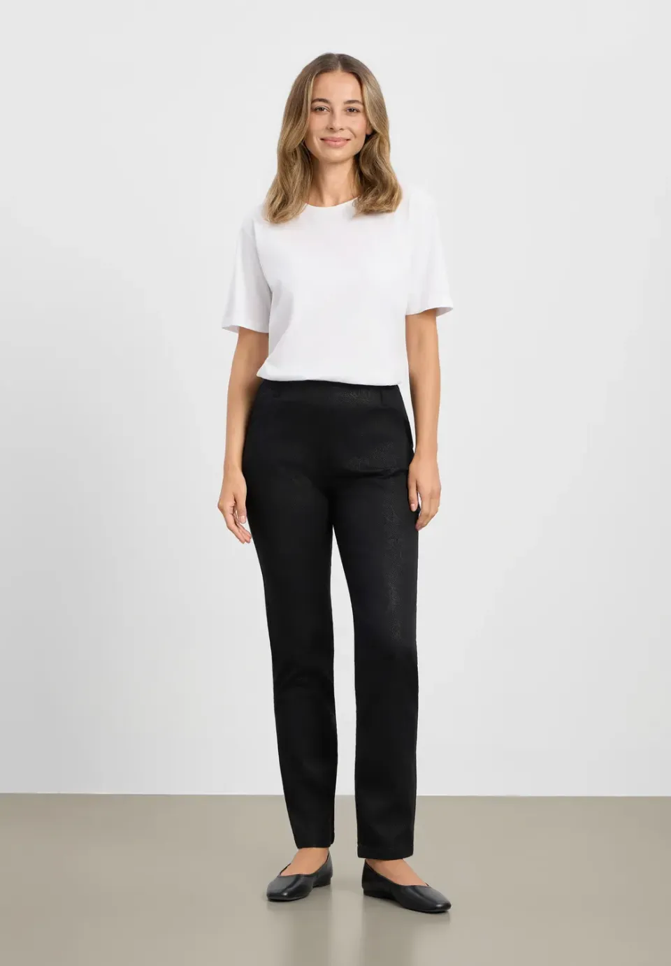 Laurie Taylor Regular broek Black Bloom Print stretch