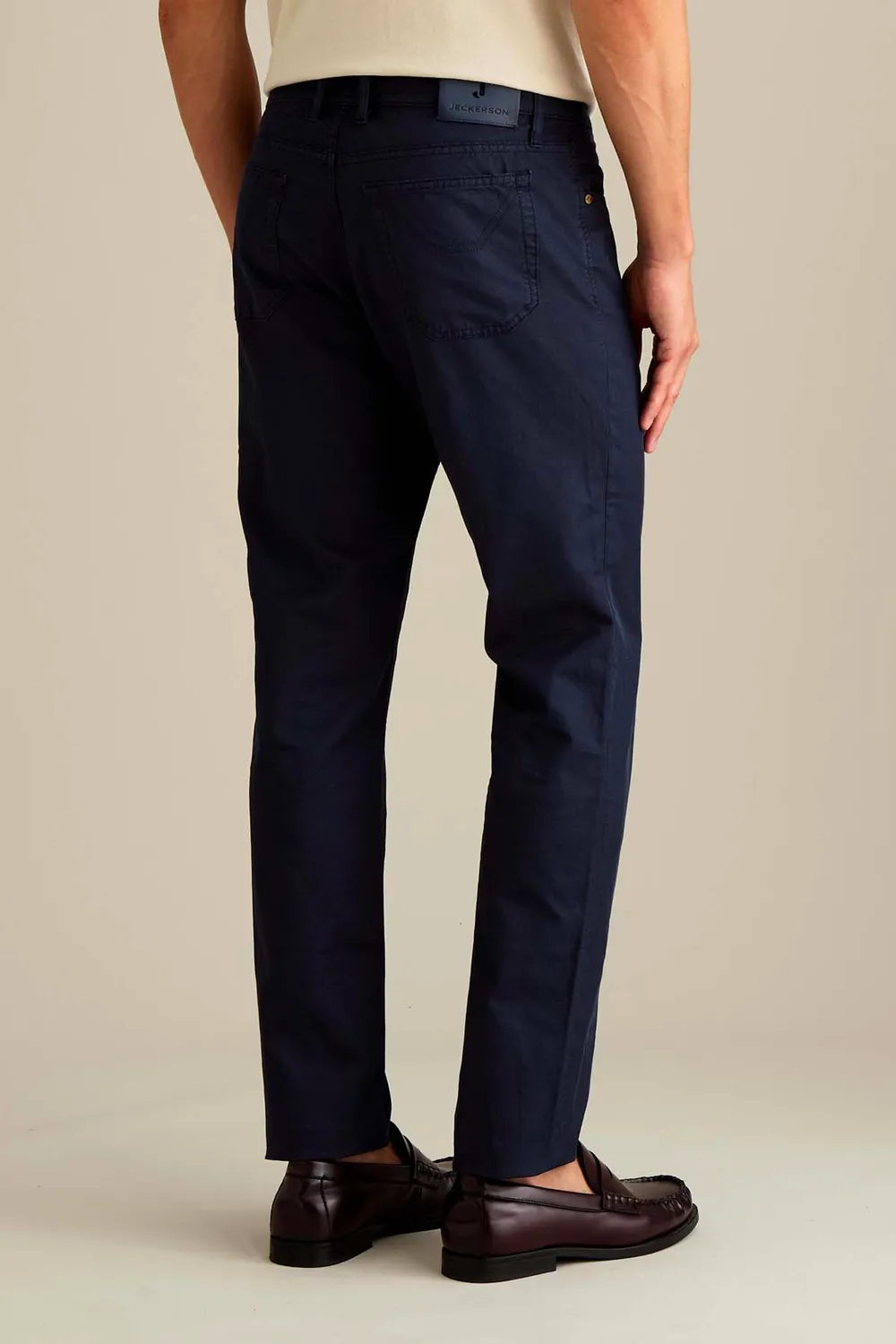 Jeckerson Jordan slim fit broek donkerblauw linnenmix