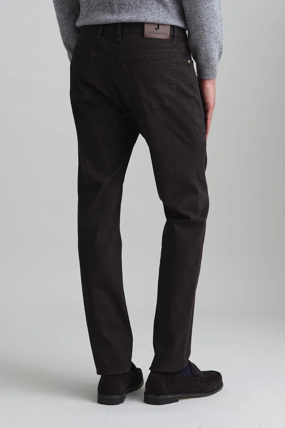 Jeckerson John slim fit broek heren donkerbruin gabardine