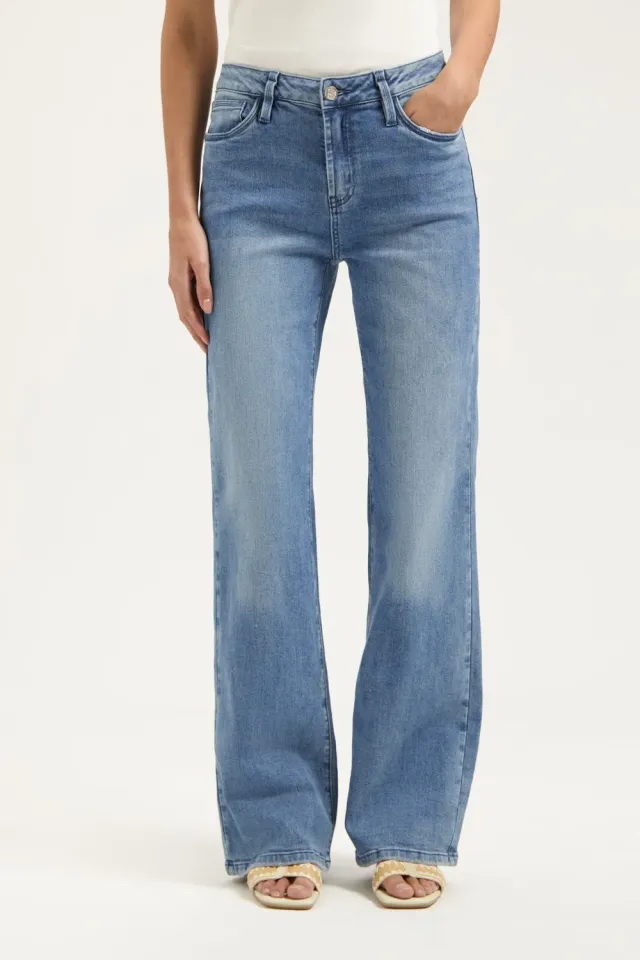 Florez Sophie Straight jeans Royal Blue mid-waist