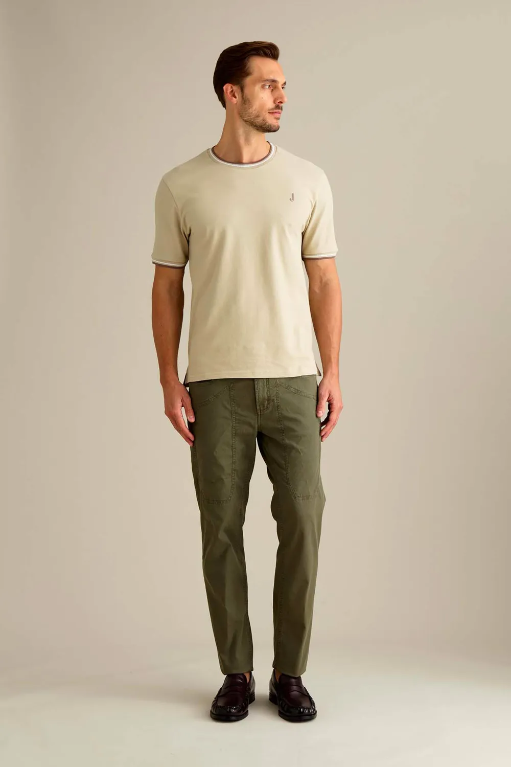 Jeckerson John broek verde militare slim fit katoen old