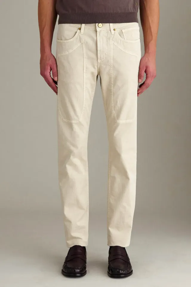 Jeckerson John Slim Fit Broek Melkwit Gabardine