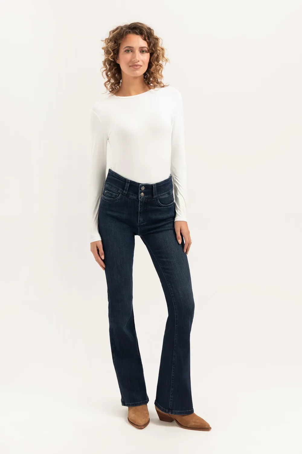 Florez Bodine Flared jeans donkerblauw high waist