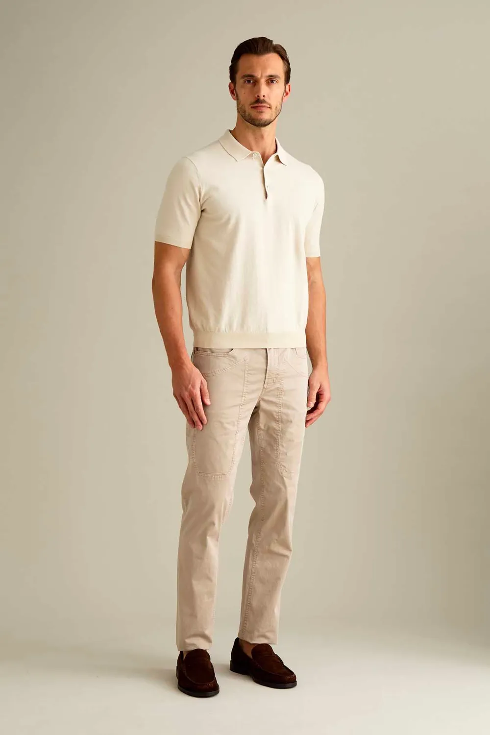 Jeckerson John broek beige slim fit katoen