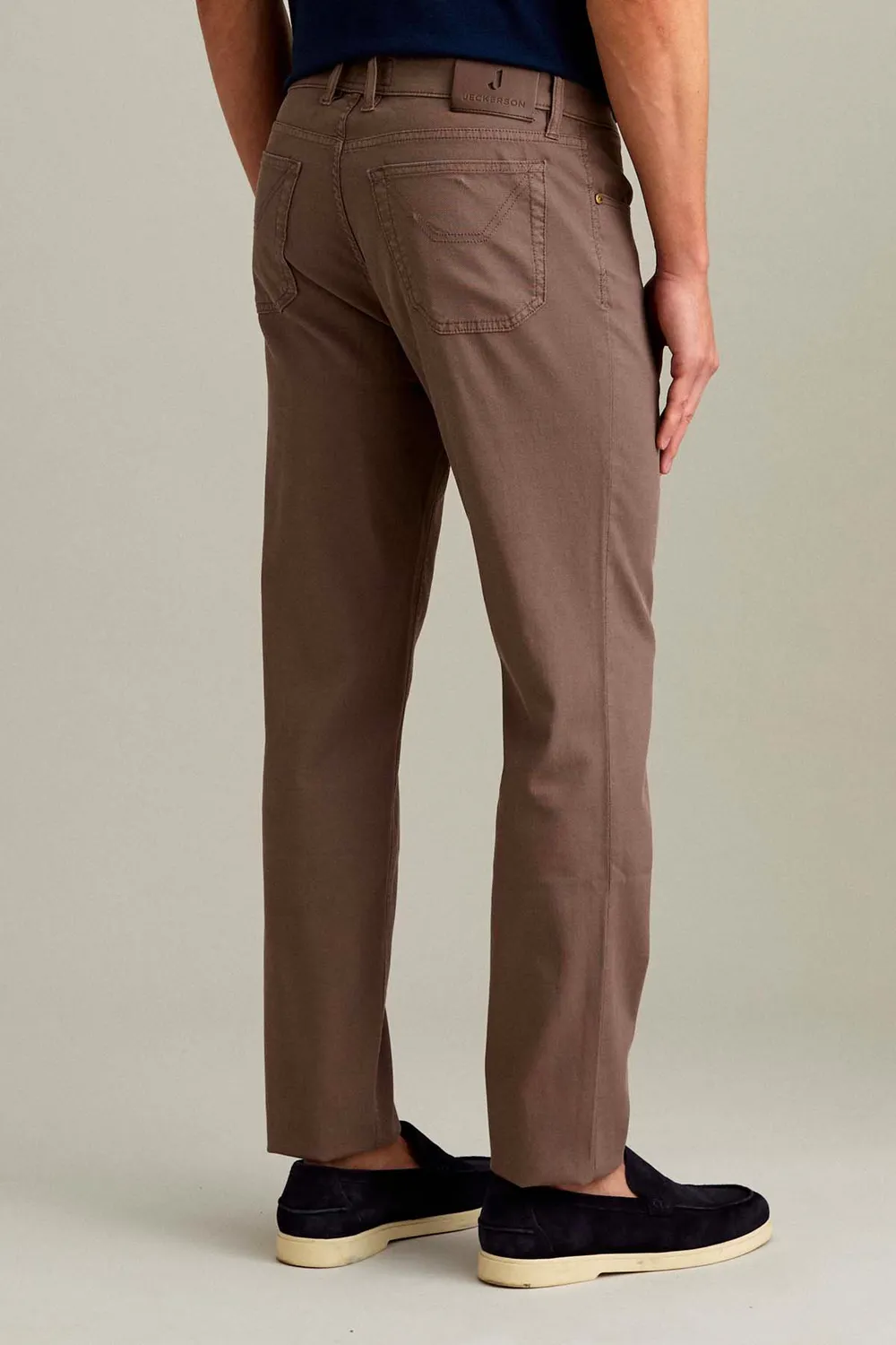 Jeckerson Jordan broek bruin chocola slim fit katoen honingraat