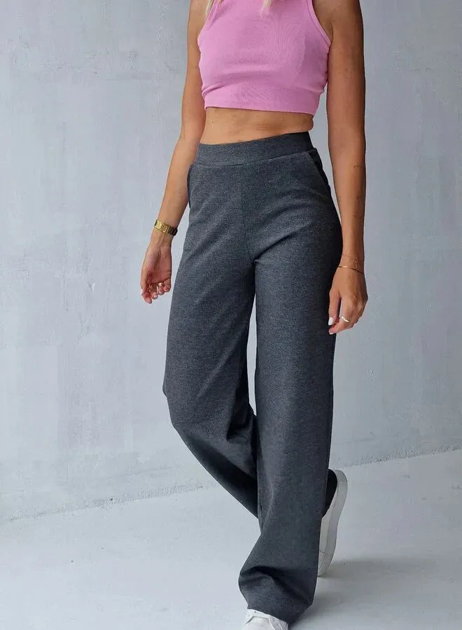 Langeleggings extra lange wide leg donkergrijs 36 stretch