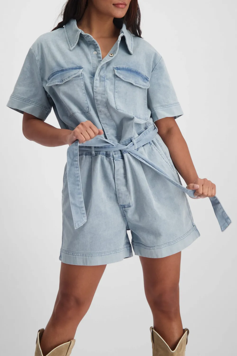 Florez Noortje jumpsuit Soft Blue korte mouw