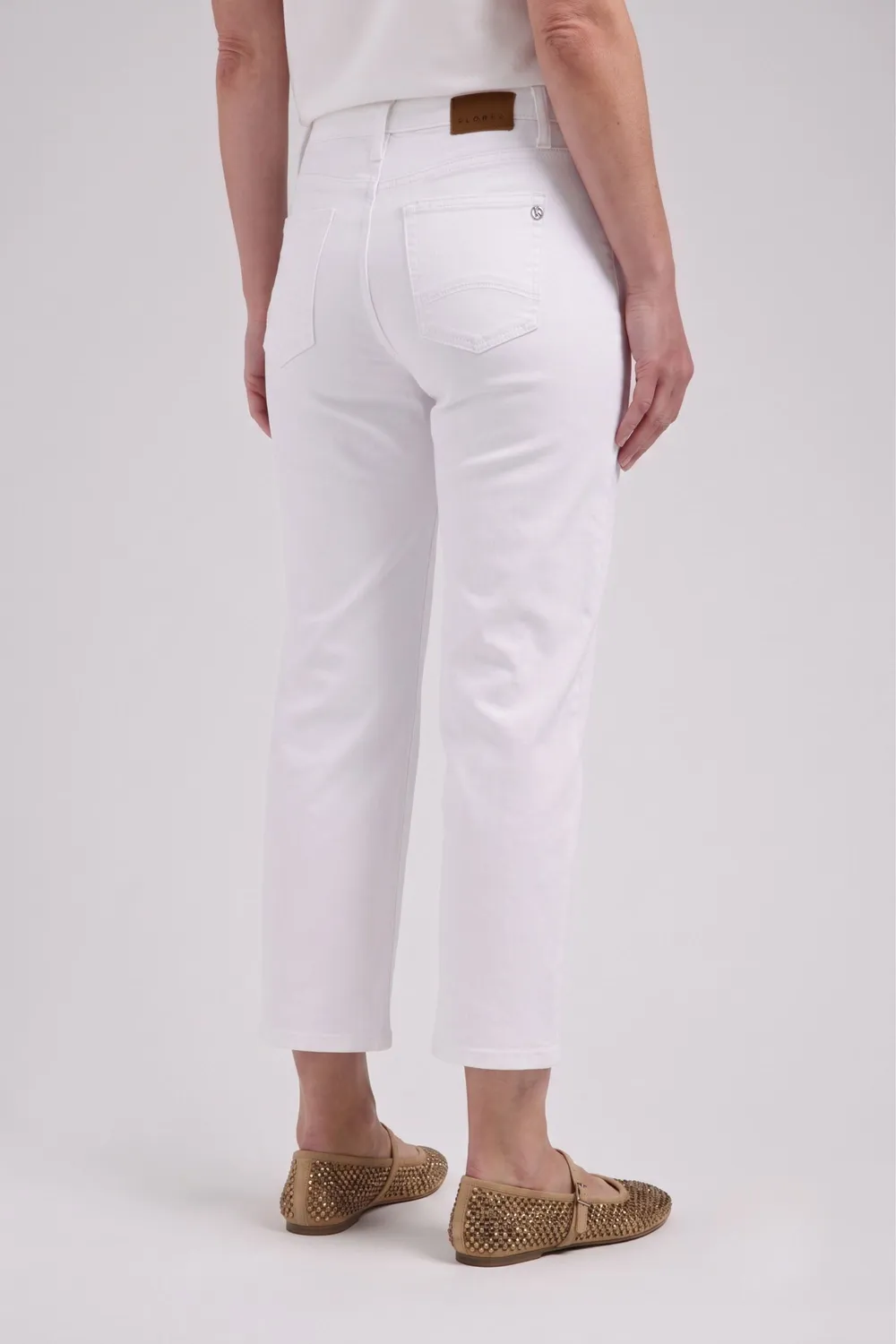 Florez Sophie straight cropped jeans White mid-waist