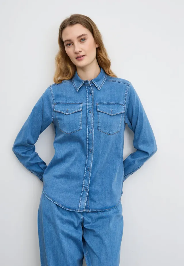 Laurie Vitta 100984 spijkerblouse washed blue denim