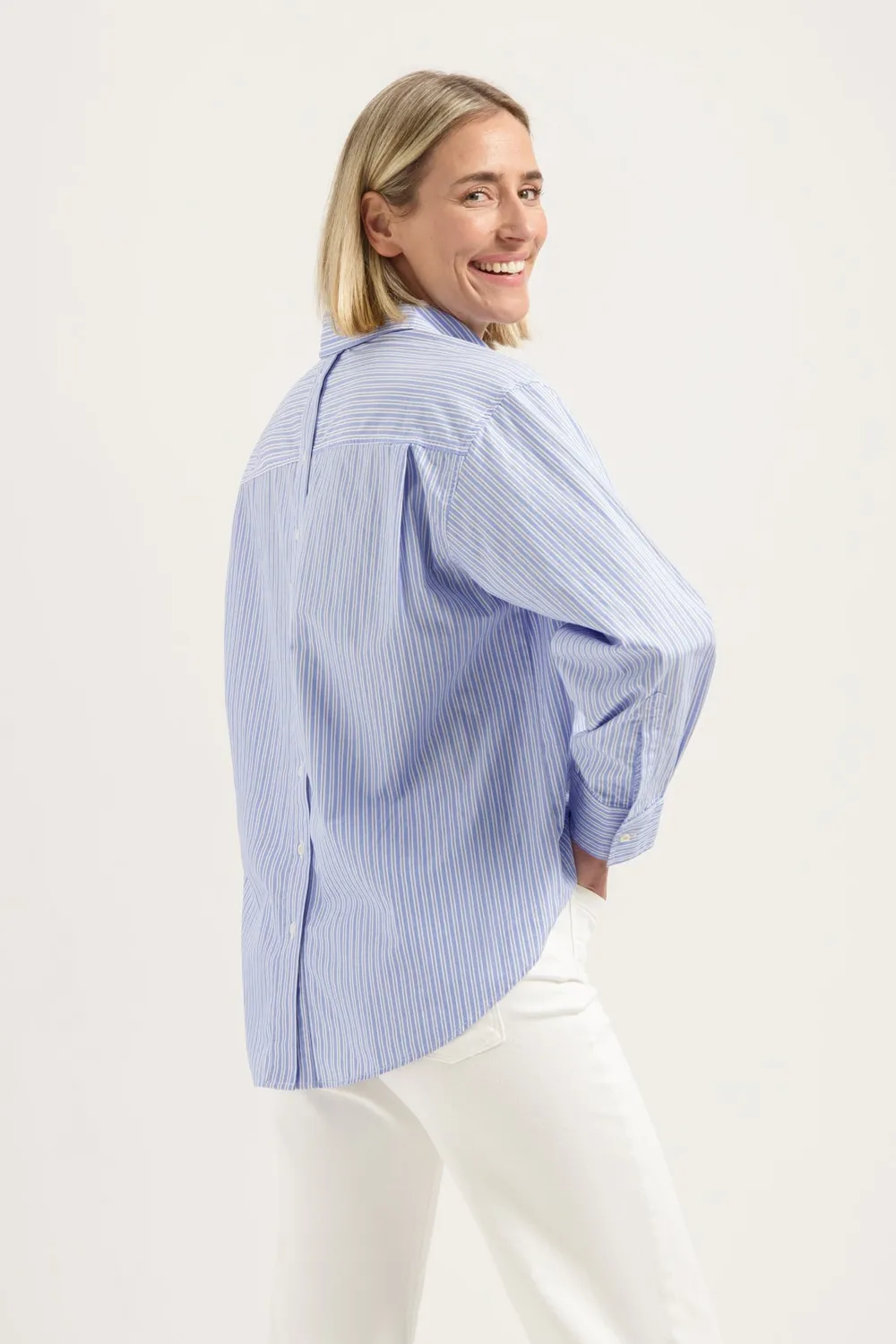 Florez Valerie blouse blauw gestreept katoen