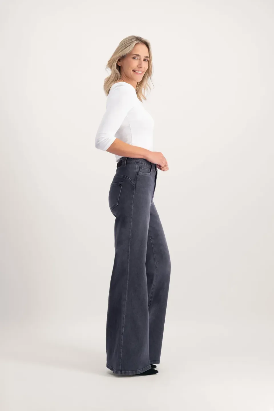 Florez Ana Flared jeans grijs hoge taille