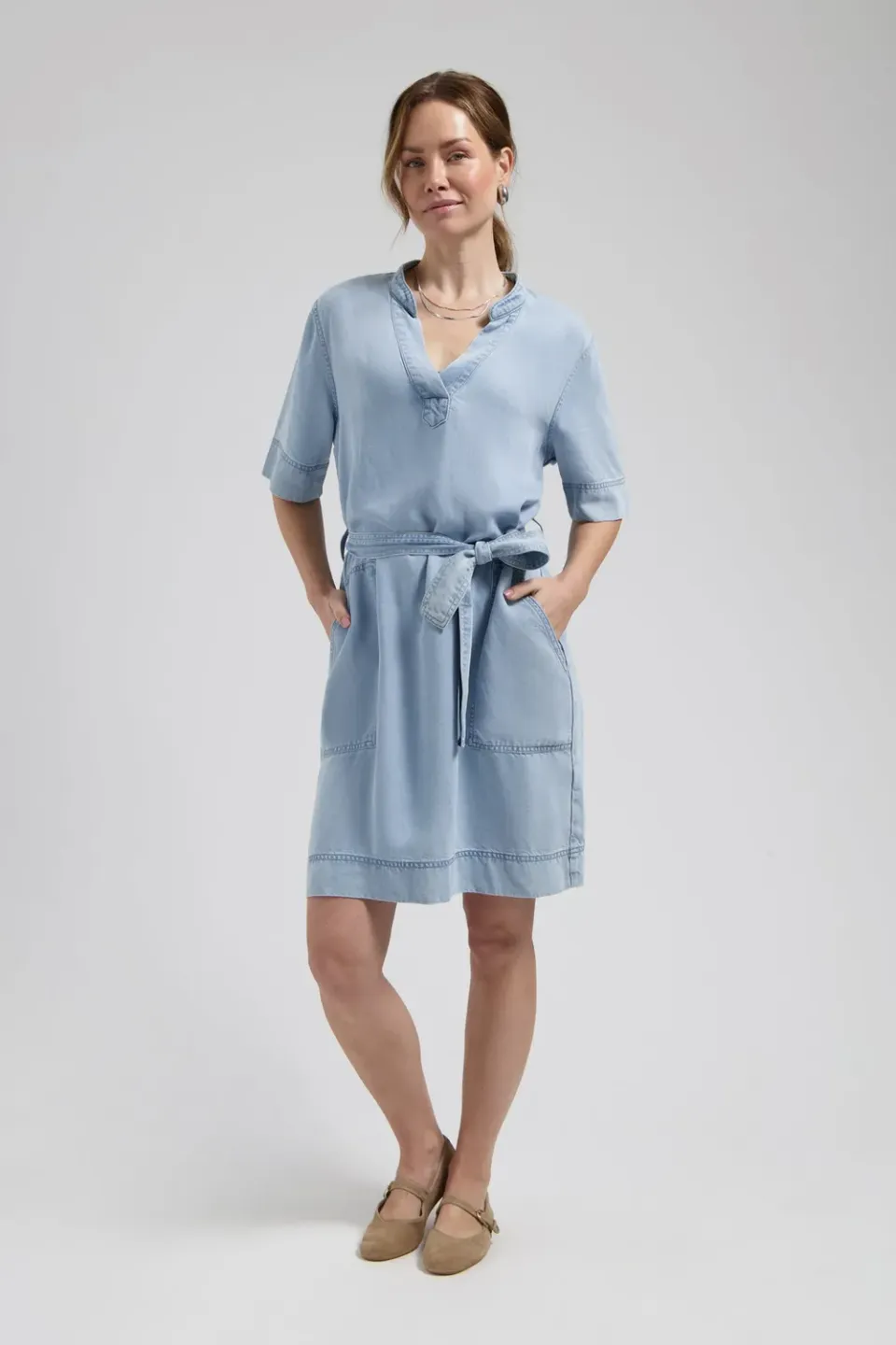 Florez Kayley midi-jurk lichtblauw Tencel