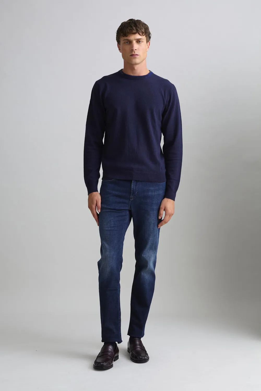 Jeckerson Girocollo cardato trui donkerblauw wolmix