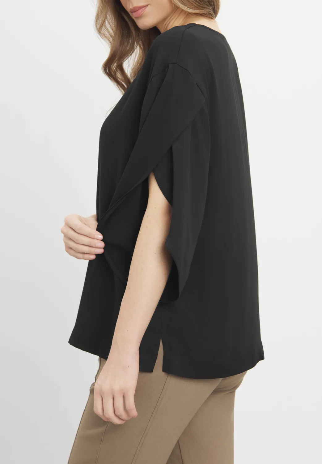 Laurie Nadine blouse 3/4 zwart V-hals