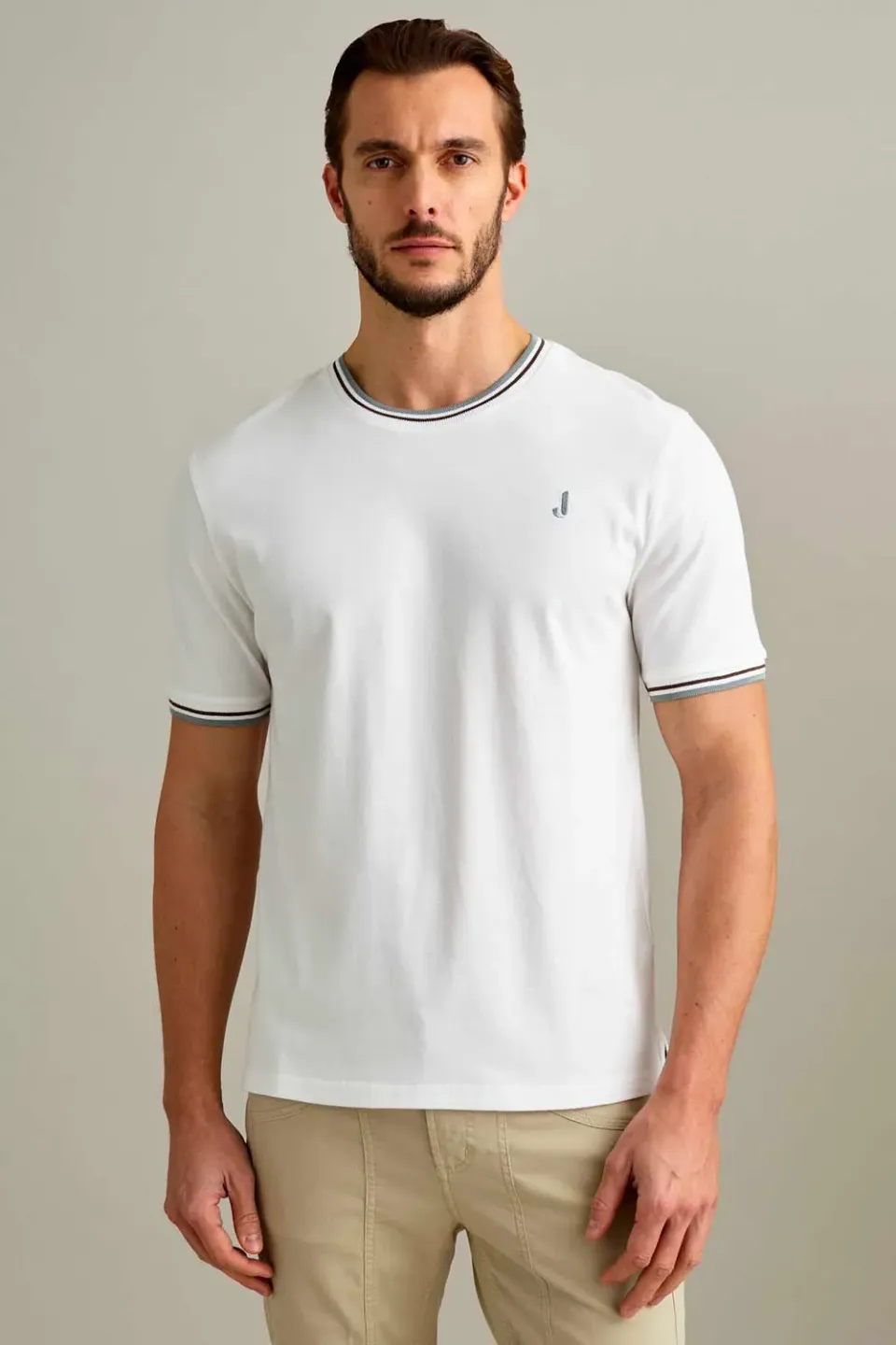 Jeckerson Piquet t-shirt wit korte mouw wolwit